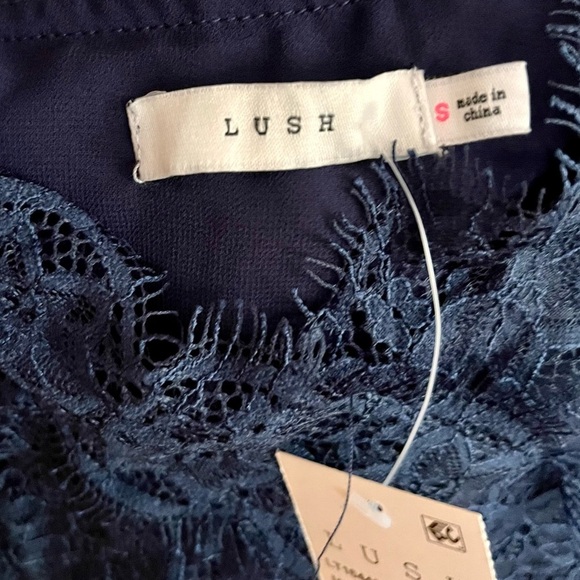 Lush Midnight Blue Lace Trim Cami Top Size Small Adjustable Coquette Girl Boho - Picture 8 of 13